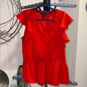 Banana Republic Vibrant Red Ruffle Blouse